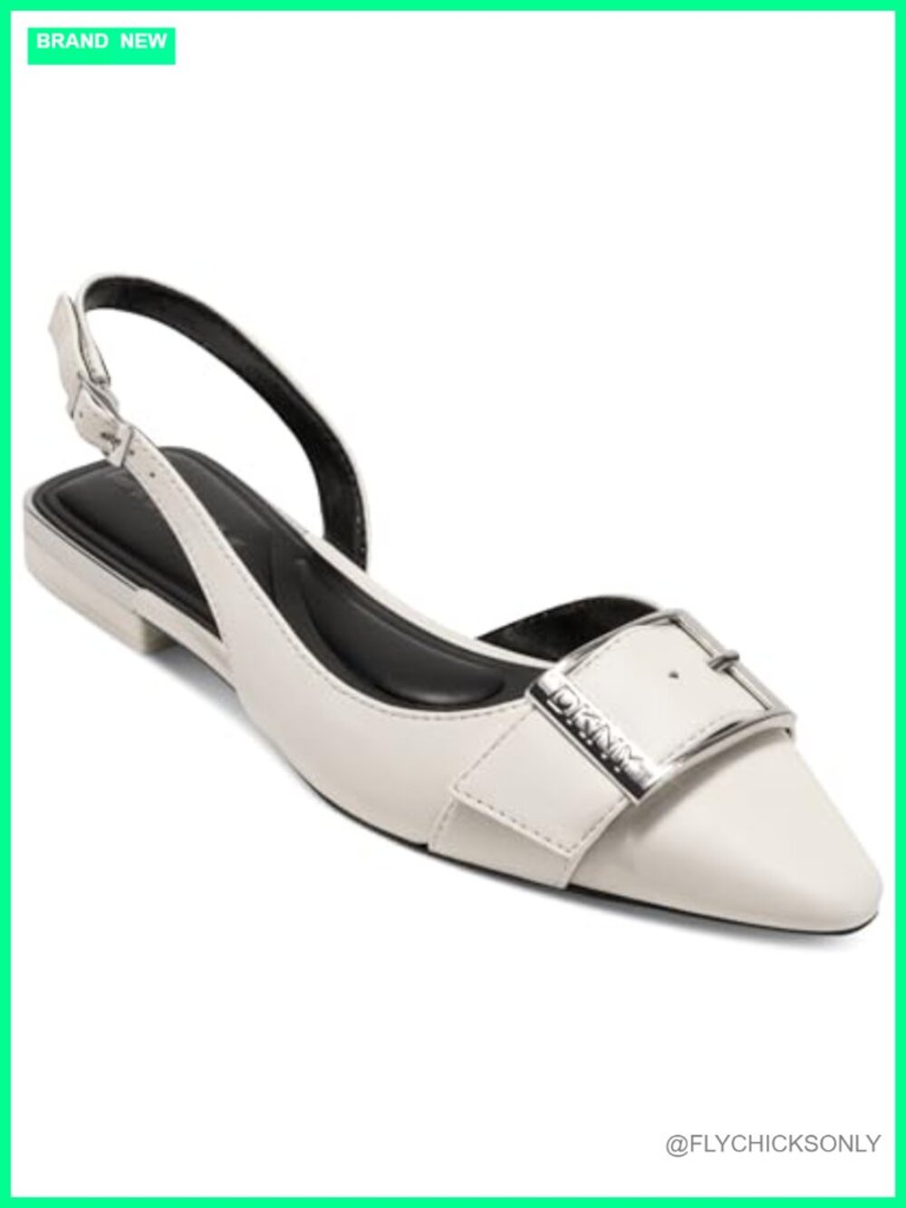 DKNY Clemma Slingback Loafer Mule Belt Detail Leather Flat